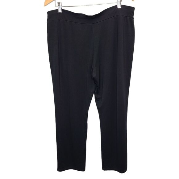 L.L. Bean Pull On Straight Leg Stretch Cotton Black Comfort Pants Large Petite - Picture 5 of 7